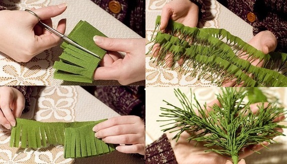Cách làm cây thông Noel từ giấy nhún