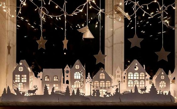 các mẫu trang trí cửa kính Noel