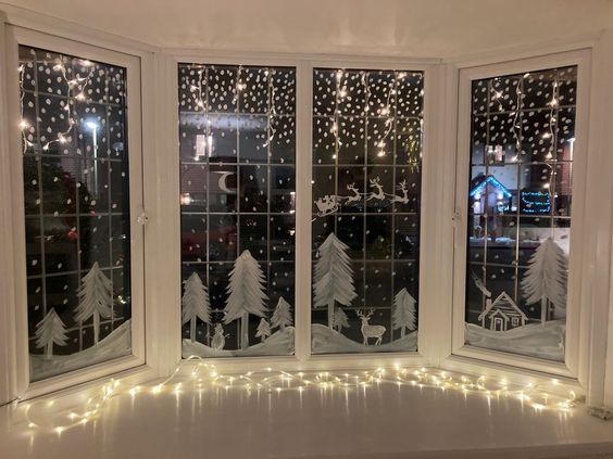 Các mẫu trang trí cửa kính Noel