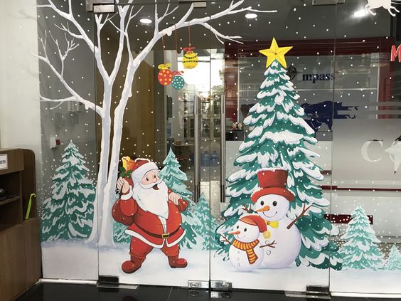 Các mẫu trang trí cửa kính Noel