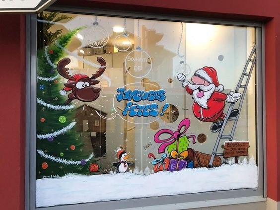 Các mẫu trang trí cửa kính Noel