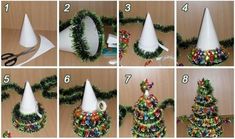 Các bước làm cây thông Noel từ dây kim tuyến